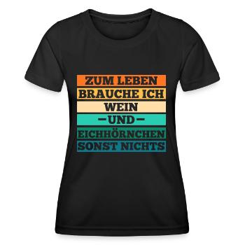 Wein Eichhörnchen - Frauen Funktions-T-Shirt - Schwarz - Vorne - AI Model Female 172 light (172cm)