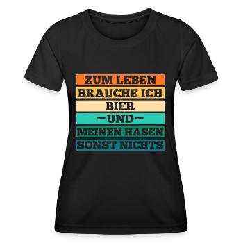 Bier Kaninchen Hase - Frauen Funktions-T-Shirt - Schwarz - Vorne - AI Model Female 172 light (172cm)