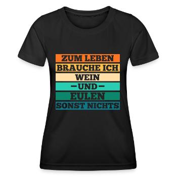 Wein Eulen - Frauen Funktions-T-Shirt - Schwarz - Vorne - AI Model Female 172 light (172cm)