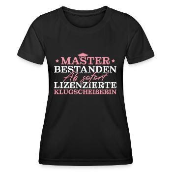 Masterprüfung bestanden Master Abschluss - Frauen Funktions-T-Shirt - Schwarz - Vorne - AI Model Female 172 light (172cm)