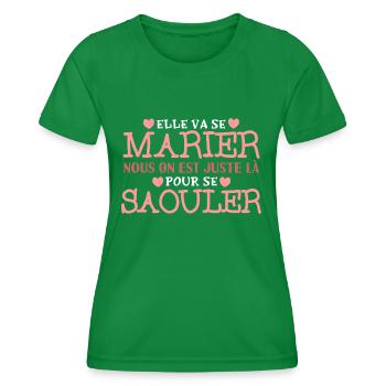EVJF Humour Future Mariée Enterrement Jeune Fille - T-shirt sport Femme - vert - Devant - AI Model Female 172 dark (172cm)