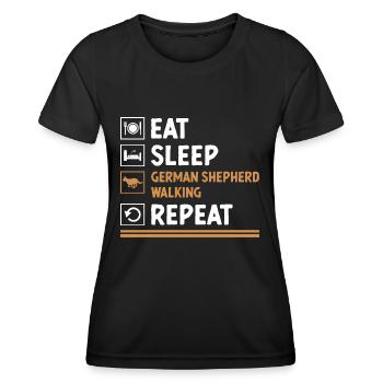 Manger dormir Berger allemand Marche Répéter GSD Lover - T-shirt sport Femme - noir - Devant - AI Model Female 172 light (172cm)