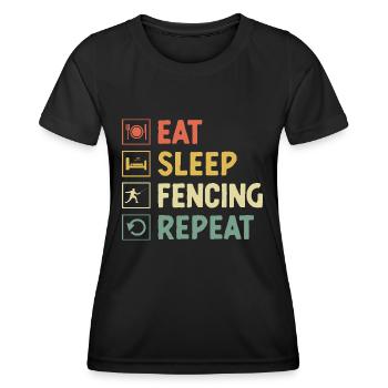 Eat Sleep Fencing Repeat Sword Epee Fencer - Women's Functional T-Shirt - black - Front - AI Model Female 172 light (172cm)