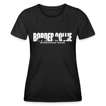 BORDER COLLIE WORKING DOG Wilsigns Hundemotiv Hund - Frauen Funktions-T-Shirt - Schwarz - Vorne - AI Model Female 172 light (172cm)