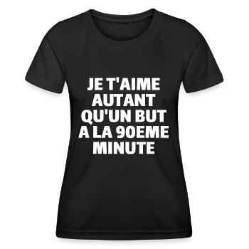 Je t'aime autant qu'un but à la 90eme minute - T-shirt sport Femme - noir - Devant - AI Model Female 172 light (172cm)