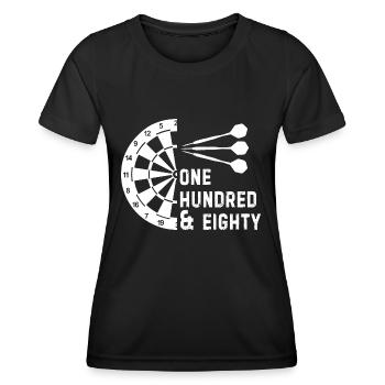 One hundred and eighty Wurfspieß Darts Dartspieler - Frauen Funktions-T-Shirt - Schwarz - Vorne - AI Model Female 172 light (172cm)