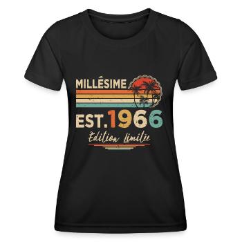 Millésime 1966 Édition Limitée Cadeau Anniversaire - T-shirt sport Femme - noir - Devant - AI Model Female 172 light (172cm)
