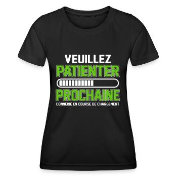 veuillez patienter - T-shirt sport Femme - noir - Devant - AI Model Female 172 light (172cm)