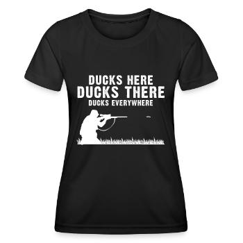 Funny Duck Hunting Design Hunters Hunting Ducks Design - Women's Functional T-Shirt - black - Front - AI Model Female 172 light (172cm)