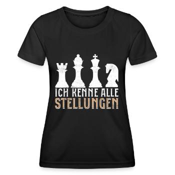 Ich kenne alle Stellungen Schach König Schachspiel - Frauen Funktions-T-Shirt - Schwarz - Vorne - AI Model Female 172 light (172cm)