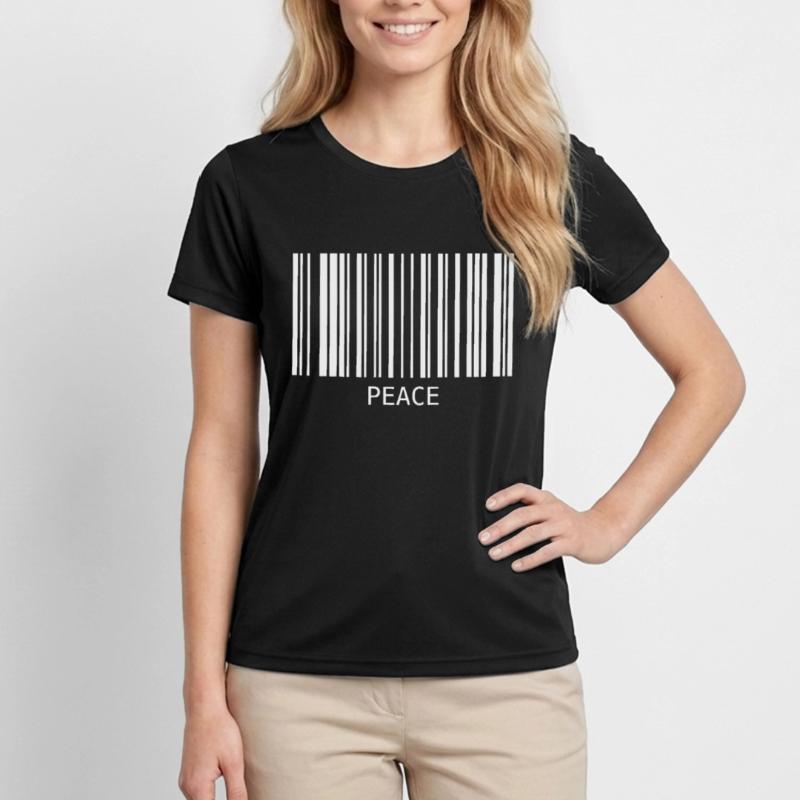 Peace Barcode Friedenszeichen Strichcode Symbol Frauen Funktions-T-Shirt