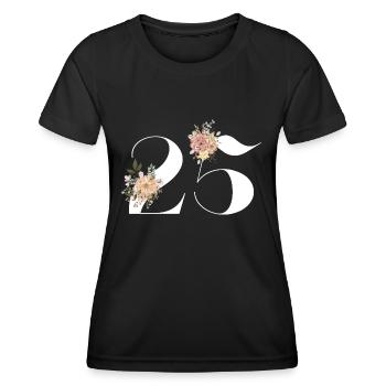 Blumen zum 25-jährigen Jubiläum (Geschenk von 25 Jahren) - Frauen Funktions-T-Shirt - Schwarz - Vorne - AI Model Female 172 light (172cm)