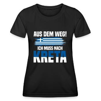 Aus dem Weg Kreta Griechenland Urlaub - Frauen Funktions-T-Shirt - Schwarz - Vorne - AI Model Female 172 light (172cm)