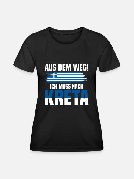 Aus dem Weg Kreta Griechenland Urlaub - Frauen Funktions-T-Shirt - Schwarz