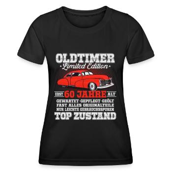 Oldtimer Baujahr 60 Jahre 60 Geburtstag Geschenk - Frauen Funktions-T-Shirt - Schwarz - Vorne - AI Model Female 172 light (172cm)