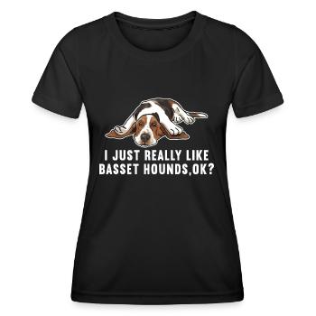 Basset Hound Gift - Women's Functional T-Shirt - black - Front - AI Model Female 172 light (172cm)