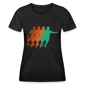 Football Footballeur Attaquant Garçons Coupe du Monde Hommes - T-shirt sport Femme - noir - Devant - AI Model Female 172 light (172cm)