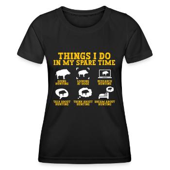 Chasse au sanglier chasseur sanglier - T-shirt sport Femme - noir - Devant - AI Model Female 172 light (172cm)