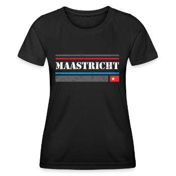 Maastricht Design - VINTAGE - Frauen Funktions-T-Shirt - Schwarz - Vorne - AI Model Female 172 light (172cm)