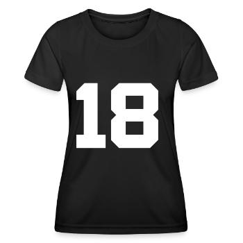 Anzahl 18 - Frauen Funktions-T-Shirt - Schwarz - Vorne - AI Model Female 172 light (172cm)