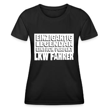 LKW Fahrer - Frauen Funktions-T-Shirt - Schwarz - Vorne - AI Model Female 172 light (172cm)