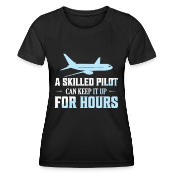 Un pilote qualifié peut le garder pendant des heures Compagnie aérienne A - T-shirt sport Femme - noir - Devant - AI Model Female 172 light (172cm)