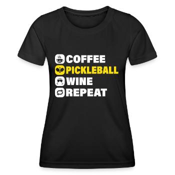 Coffee Pickleball Wine Repeat - Frauen Funktions-T-Shirt - Schwarz - Vorne - AI Model Female 172 light (172cm)