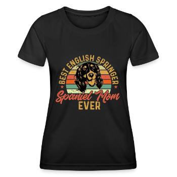 English Springer Spaniel Hund - Frauen Funktions-T-Shirt - Schwarz - Vorne - AI Model Female 172 light (172cm)