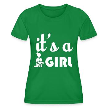 Schwangerschaft Babyparty Babyshower Boy Girl - Frauen Funktions-T-Shirt - Kelly Green - Vorne - AI Model Female 172 dark (172cm)