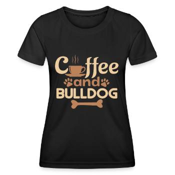 coffe and bulldog pet lover - Women's Functional T-Shirt - black - Front - AI Model Female 172 light (172cm)