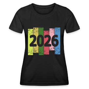 Year 2026 - Women's Functional T-Shirt - black - Front - AI Model Female 172 light (172cm)