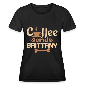 coffe and Brittany pet lover - Women's Functional T-Shirt - black - Front - AI Model Female 172 light (172cm)
