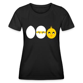 Comic hatching chick - Women's Functional T-Shirt - black - Front - AI Model Female 172 light (172cm)