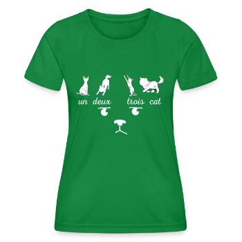 Eine Katze zwei drei - Frauen Funktions-T-Shirt - Kelly Green - Vorne - AI Model Female 172 dark (172cm)