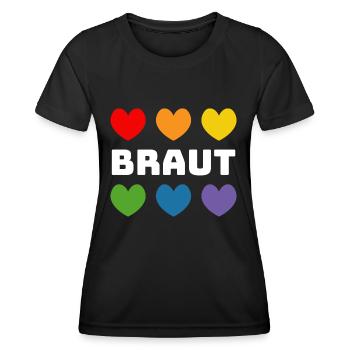 Regenbogenherzchen Braut weiss - Frauen Funktions-T-Shirt - Schwarz - Vorne - AI Model Female 172 light (172cm)