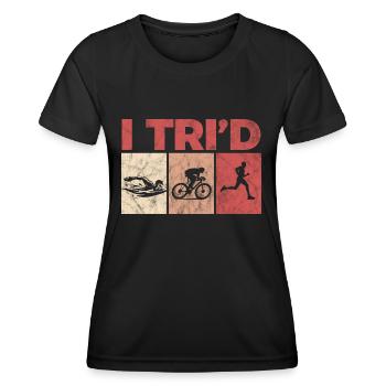 Itri'd | Swimming,cycling and running - Frauen Funktions-T-Shirt - Schwarz - Vorne - AI Model Female 172 light (172cm)