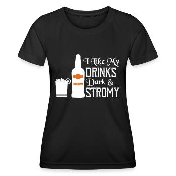 J’aime mes boissons Dark & Stromy Rum Boire - T-shirt sport Femme - noir - Devant - AI Model Female 172 light (172cm)