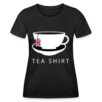 I Love English Tea UK Flag Fun Novelty Souvenir - T-shirt sport Femme - noir - Devant - AI Model Female 172 light (172cm)