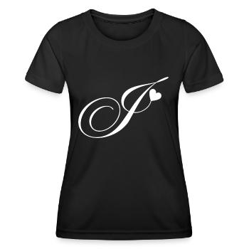 Lettre j calligraphie cœur - T-shirt sport Femme - noir - Devant - AI Model Female 172 light (172cm)