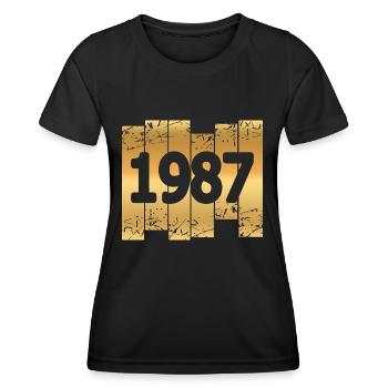 Gold 1987 - Frauen Funktions-T-Shirt - Schwarz - Vorne - AI Model Female 172 light (172cm)