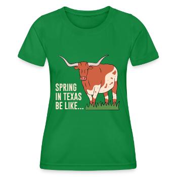 Texas Weather Spring Longhorn Design for Proud - Women's Functional T-Shirt - kelly green - Front - AI Model Female 172 dark (172cm)