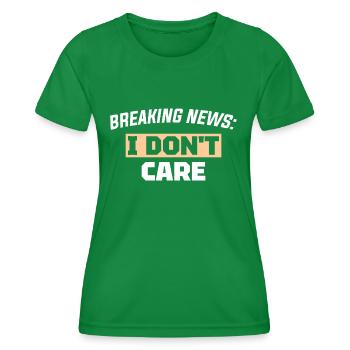 BREAKING NEWS - Frauen Funktions-T-Shirt - Kelly Green - Vorne - AI Model Female 172 dark (172cm)