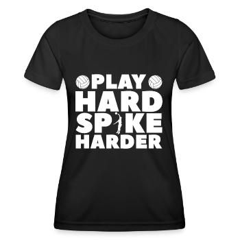 Play Hard Spike Harder Spiker Volleyball Lover Blo - Frauen Funktions-T-Shirt - Schwarz - Vorne - AI Model Female 172 light (172cm)