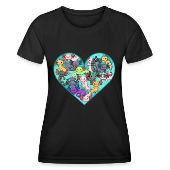 Alle Arten von Axolotls Design für Axolotl Fans - Frauen Funktions-T-Shirt - Schwarz - Vorne - AI Model Female 172 light (172cm)