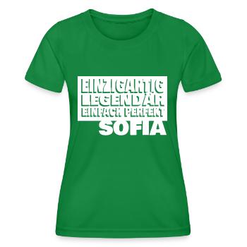 Sofia als Vorname - Frauen Funktions-T-Shirt - Kelly Green - Vorne - AI Model Female 172 dark (172cm)