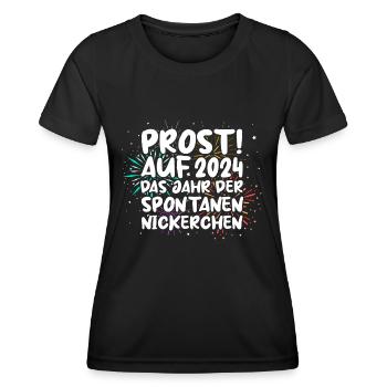 Neujahr Feuerwerk Silvester 2024 - Frauen Funktions-T-Shirt - Schwarz - Vorne - AI Model Female 172 light (172cm)