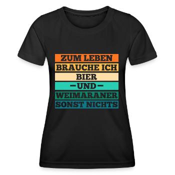 Hund Bier Weimaraner - Frauen Funktions-T-Shirt - Schwarz - Vorne - AI Model Female 172 light (172cm)