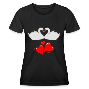 Swan love - Women's Functional T-Shirt - black - Front - AI Model Female 172 light (172cm)