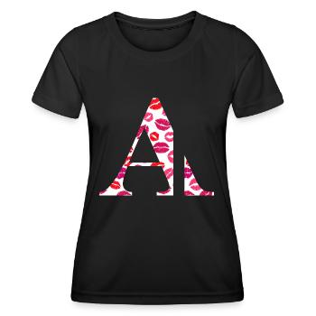 Lettre a bisous - T-shirt sport Femme - noir - Devant - AI Model Female 172 light (172cm)