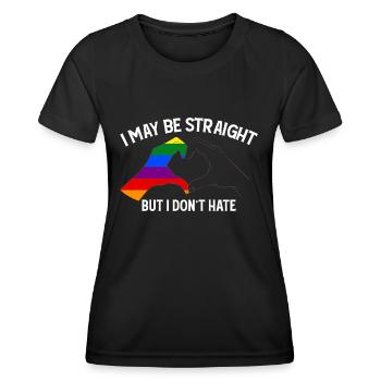 Je suis peut-être hétéro, mais je ne déteste pas soutenir les LGBT - T-shirt sport Femme - noir - Devant - AI Model Female 172 light (172cm)